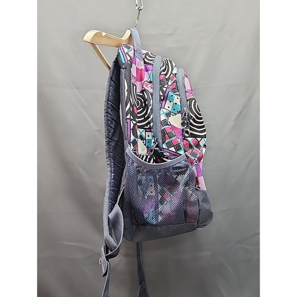 adidas Backpack Purple Checkers Graffiti Womens 2 Pockets - Picture 5 of 10
